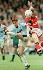 Stuart Pearce of Nottingham Forest John Foster of Manchester City - Old Photo