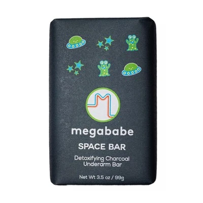 Megababe Underarm Bar Soap - Space Bar | With Detoxifying Charcoal for Odor Cont