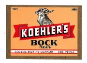 Koehler Bock Beer Bottle Label Erie Brewing Penna