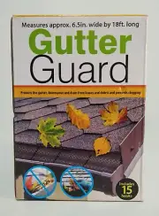 Gutter Guard 18' X 6.5" Black Plastic Mesh Roll, w/15 Hooks, Easy Install, NIB