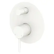 Fienza Kaya Wall Diverter Mixer Large Round Plate Matte White 228102MW