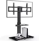 Perlegear 75 Inch TV Stand,Height Adjustable Swivel Floor TV Stand with Shelves