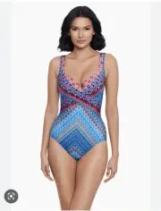 Miraclesuit Escape Criss Cross Blue Casablanca One Piece Swimsuit 14
