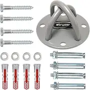 Wall Ceiling Mount Wall Mount in X for Sling Trainer Sling Trainer Gym Rings Aerial Yoga Swing Battle Rope Boxing Equipment Includes Screws and Anchors (Silver 4 Holes)