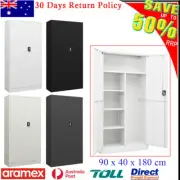 Office Locker Cabinet Lockable File Document Storage Organiser with 2 Door Steel