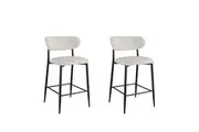Raimon Furniture Set Of 2 Gio Modern Boucle Fabric Kitchen Counter Bar Stool 66cm - Off White