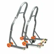 MPW Race Dept Motorcycle Front and Rear Paddock Stand with L-Adapter Combo Pack