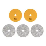 5pcs 4" Grit 150 Diamond Polishing Pad Wet/Dry for Stone Concrete Marble Quartz
