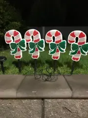 4PCS 40 LED WHITE SOLAR PVC CANDY CANE CHRISTMAS GARDEN LIGHTS