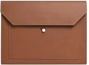 [SLEDEZ] Leather File Folder A4 Briefcase Information Property Insurance Car Sales Contract Invoice Archive Bag(Brown)