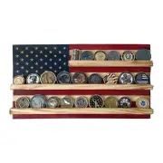 Flags of Valor American Flag Challenge Coin Display Holds 25 Military Coins M...