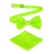 Bow Tie for Men, Adjustable Bow Ties with Pocket Square(Grass Green)