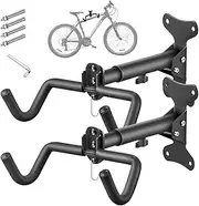 Alpen Bicycle Wall Mount Hanger 2PCS, Bike Storage Rack, Adjustable Bicycle Hooks for Garage Foldable Bicycle Storage Horizontal Bike Hook for MTB,Road Bike,Hybrid Bikes