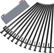 BareFour Tent Stakes, Heavy Duty Camping Stakes 12-Inch/8-Inch- Forged Steel Tent Pegs Unbreakable and Inflexible - Available in Rocky Place Dessert Snowfield and Grassland