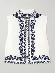 [Loro Piana] Loro Piana - Dabney Embroidered Linen Vest - White - IT42 IT 42 White