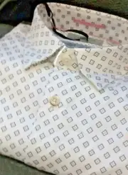 NWT Ted Baker men's 2(Small) Long Sleeve Button Down Shirt, Abstract crosses/Poc