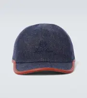 [Loro Piana] Loro Piana My leather-trimmed denim baseball cap L blue
