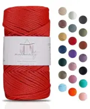 , Polyester Macrame Cord 2mm x25 Yards (375 feet) 2mm Polypropylene 1 Red