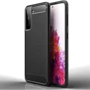 Galaxy S21 Carbon Fibre Rugged Case - Black , Ultra Slim, Anti-Stretch, Soft TPU Protective Shell Cover [MPPGEN0843]