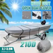 210D Trailerable Open Boat Cover Fishing Runabout Waterproof 3.7m-3.9m- Gray