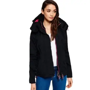 【Superdry】Superdry Original Windcheater極度乾燥 連帽防風夾克 外套 女款 黑桃紅(網眼內襯)