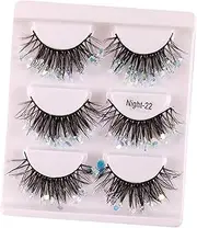 koolsoo 3 Pairs Luminous False Eyelashes, Soft Long Dramatic Decorative Sequin Glitter Eyelashes Fake Lashes for Festival New Year Cosplay Halloween, Blue