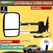 1x Chrome Left Electric Towing Mirror for Mitsubishi Triton ML MN w/ Indicator