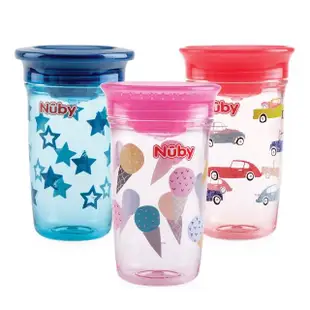 【Nuby】晶透360度喝水杯300ml(3款任選)