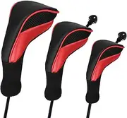 Number-one Golf Club Head Covers for Fairway Woods Driver Hybrids, 3Pcs Long Neck Mesh Golf Club Headcovers Set with Interchangeable No. Tags 3 4 5 6 7 X