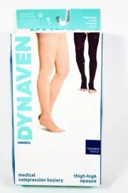 DYNAVEN Compression Unisex Thigh High Opaque 20-30 mmHg Light Beige Sz ML