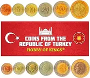 6 Coins from Turkey | Turkish Coin Set Collection 1 5 10 25 50 Kurus 1 Lira | Circulated 2009-2022 | Mustafa Kemal Atatürk | Bosphorus Bridge | Snowdrop | Crescent and Star