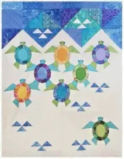 New Pieced & Appliqued Quilt Pattern FINS ALL IN 50" x 65"