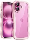 Wavy Case for iPhone 16 6.1-Inch, Cute Wave Frame Curly Shape Shockproof Phone C