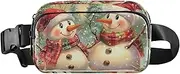 [XYMZR] Christmas Snowman Red Hat Fanny Pack Hip Bag Belt Bag for Women Man Fashion Waist Pack Water-repellent Crossbody Bag for Halloween Costumes Running Hiking Jogging Travel Sport, Multi-colored