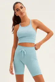 Blue Biker Shorts Activewear High Rise Seamless - Size S, Women's Aw Shorts