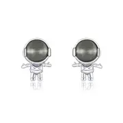 Moon Stone Astronaut Stud Earrings for Women Silver plating Ear Pins Jewelry Design