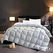 JYHCD Soft All Seasons Alternative Down Comforter - Fluffy Warm Double Duvet - Breathable Premium Quality Bedding - Cozy Microfiber Goose Duvet Insert Comforter - Twin Size - Grey - 180x220cm- 3.5kg