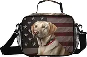 American and Labrador Insulated Lunch Box for Women Men - Ideal for Work, Picnics - Includes Adjustable Shoulder Strap
