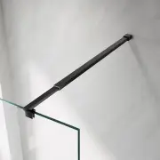 Adjustable length 700-1200mm Shower Screen Stainless Steel Support Bar Glass Panel Fixation, Black