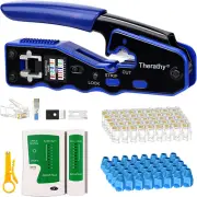RJ45 Crimp Tool Pass through Ethernet RJ45 Crimper Kit, Cat5E Cat6
