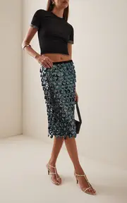 [Christopher Esber] Photon Sequined Crochet-Cotton Midi Skirt