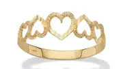 TEXTURED SOLID 10K GOLD HEART LINK RING SIZE 6 7 8 9 10