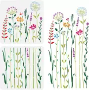 BENECREAT 2Pcs Wildflower Stencils, 12X12Inch Tall Flower Weeds Tree Plants PET