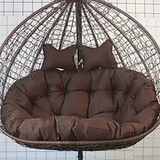 2 Persons Hammock Swing Chair Cushion, Double Egg Chair Pads，Hanging Basket Seat Cushion Pillow, for Patio, Bedroom, Garden and Balcony(Coffee)