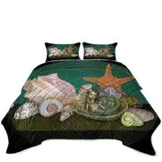 Still Life With a Mermaid and Sea Shells Coverlet