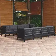 9 Piece Pinewood Patio Set: Outdoor Furniture for Garden, Porch, Balcony Conversation - Includes Chairs, Table, and Comfortable Cushions