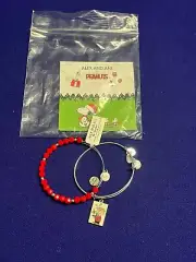 Alex and Ani PEANUTS Christmas Tree Charm Bangle Bracelets 2 Piece Set New