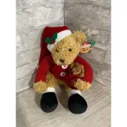 Russ Sammy Santa Plush Teddy Bear Stuffed Animal Brown Christmas Holiday Decor