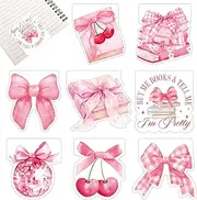 Whaline 8 Pcs Pink Bow Magnetic Bookmarks Coquette Bowknot Cherry Book Page Markers Magnet Trendy Page Clips for Student Teacher Home Classroom Reading