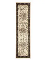 Sydney Medallion Runner Ivory with Black Border Runner Rug